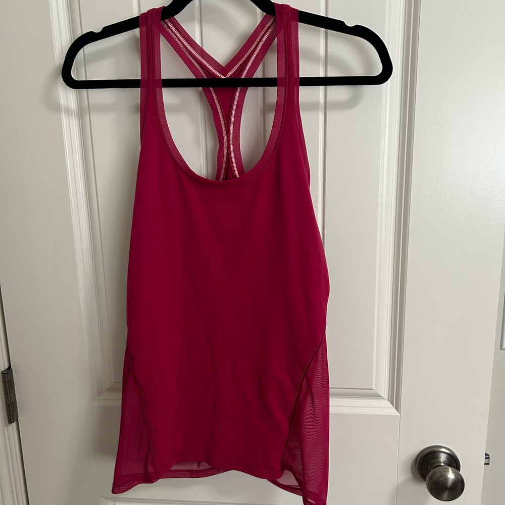 Lulu fuchsia Rouched Racerback Tank Top